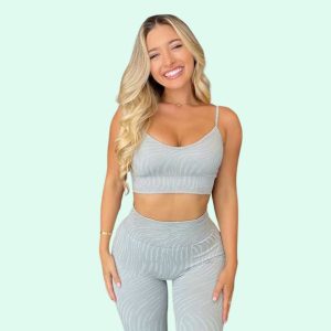 Conjunto Deportivo Leggings y Top con Mangas Cortas Rayados